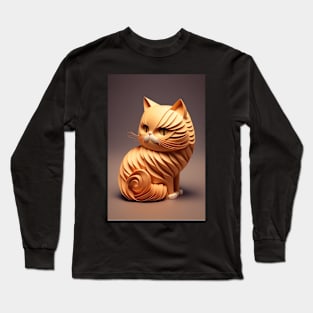 Cute Cat Portrait Paper Art Style Long Sleeve T-Shirt